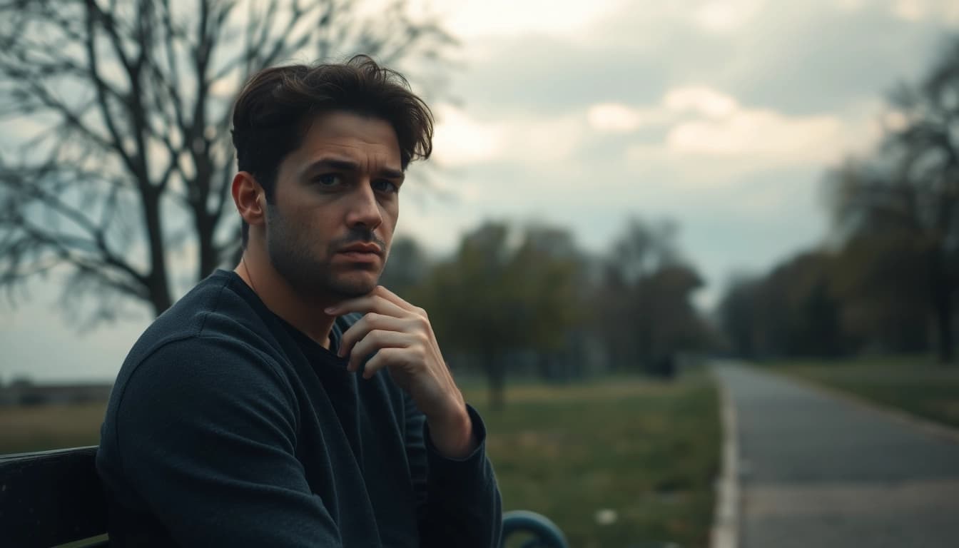 Understanding depression symptoms through a reflective scene of an individual in contemplation.