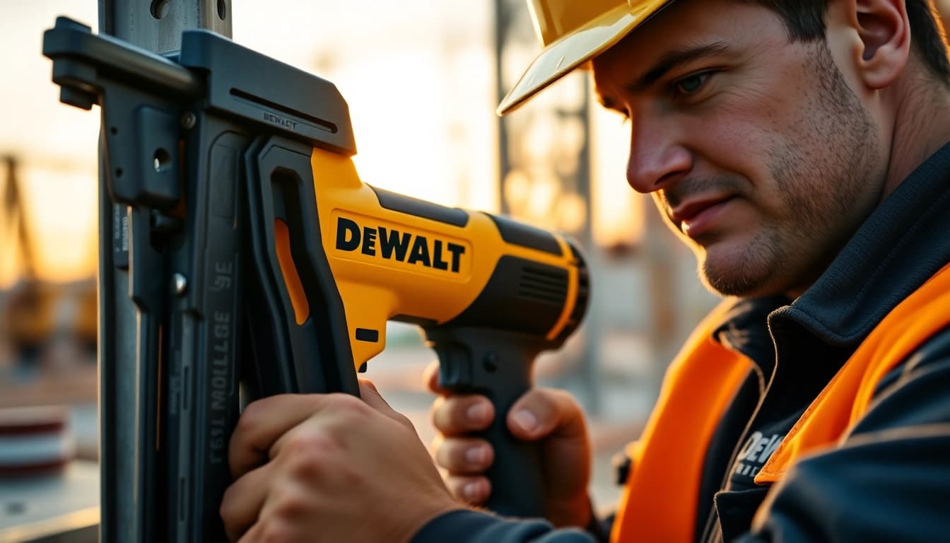 The DeWalt rivet gun delivering strong fastening performance during construction.
