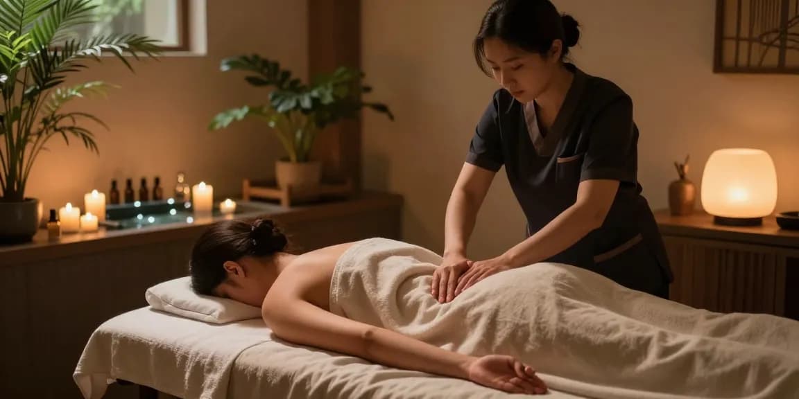 Relaxing Swedish massage therapy session showcasing a tranquil spa environment with soothing elements for full relaxation