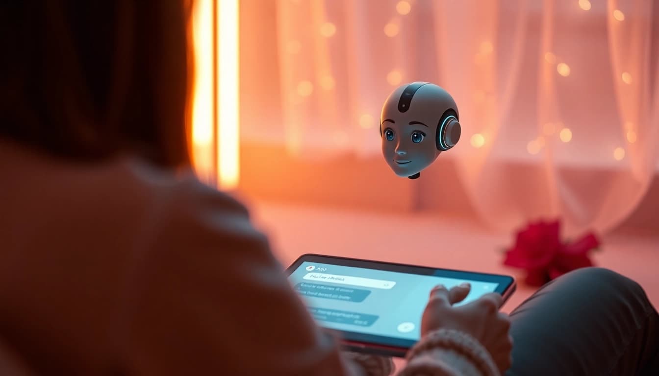 Engaging AI sex chat experience with a futuristic interface and friendly avatar.
