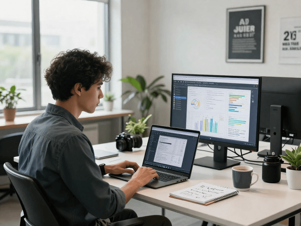 Focused entrepreneur exploring how to crush on ai in a modern office setting