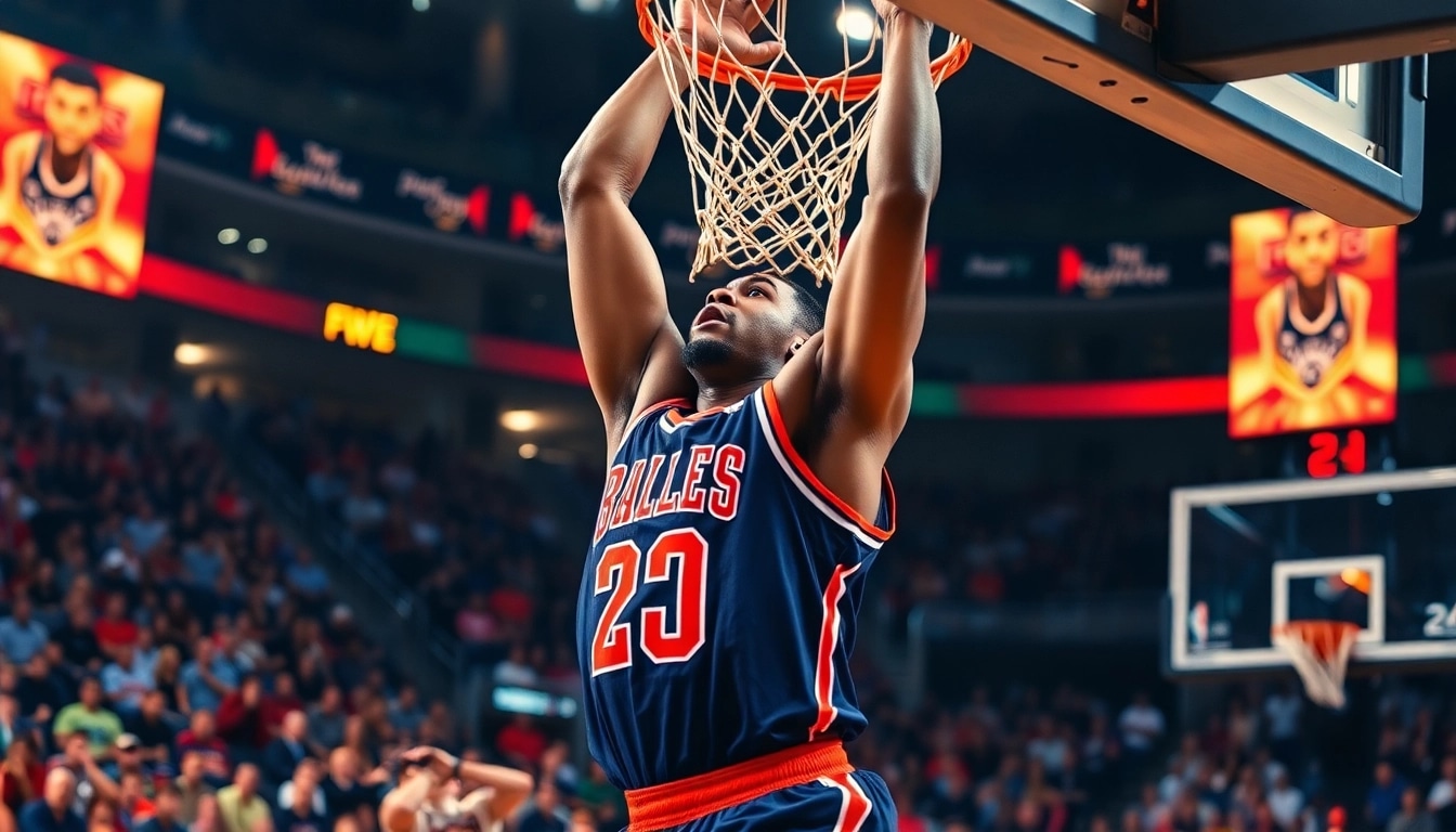 Dee Brown performing a spectacular dunk during a basketball game, showcasing athleticism and excitement.