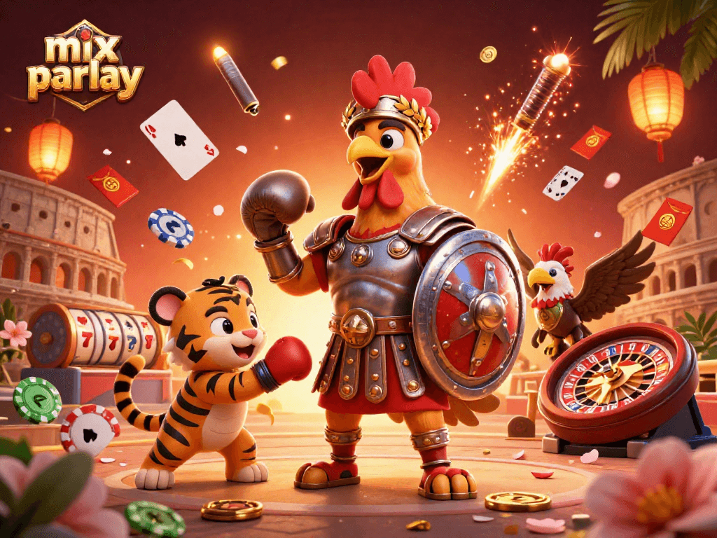 Engage in thrilling mix parlay action with a vibrant 3D casino scene full of excitement.