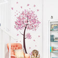 Pink Butterfly Flower Tree Wall Stickers
