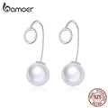 Silver Round with Pearl Earrings