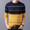 Casual Men's Sweater O-Neck Striped Slim Sweater