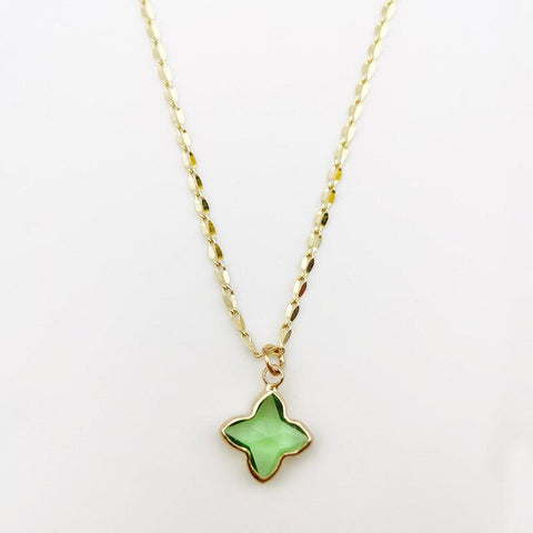 Colorful Crystal Four Leaf Leaves Pendant Necklace