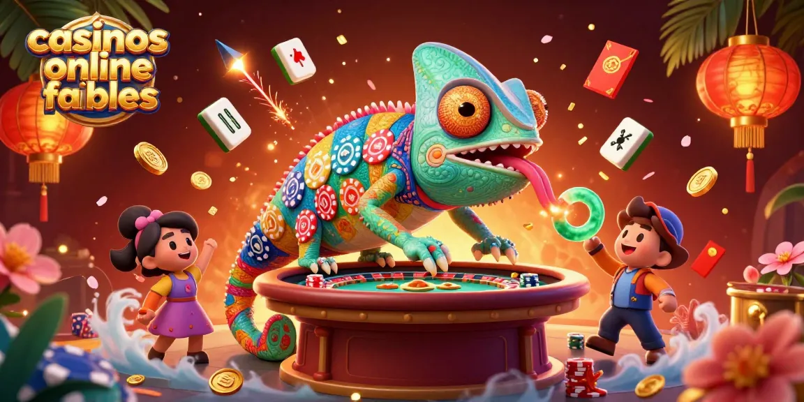 Disfruta de casinos online fiables con el propietario del chameleon casino capturando monedas doradas mientras observa varias mesas de juego.