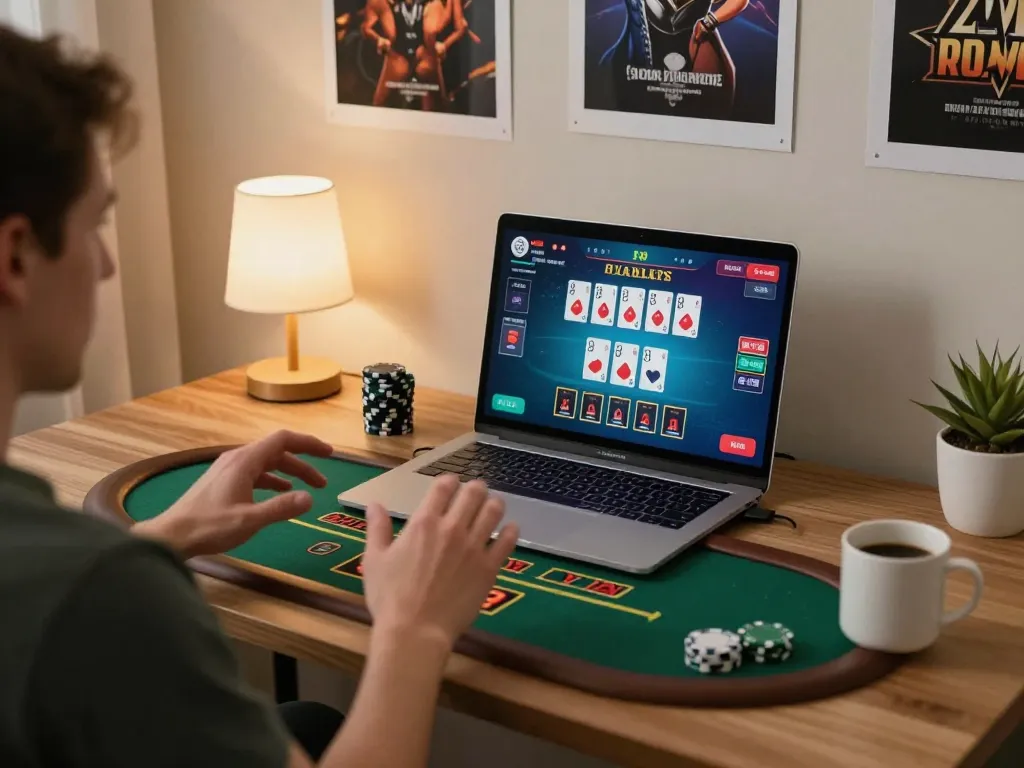 Player engaging in exciting live dealer game on Paris888 online casino platform from home
