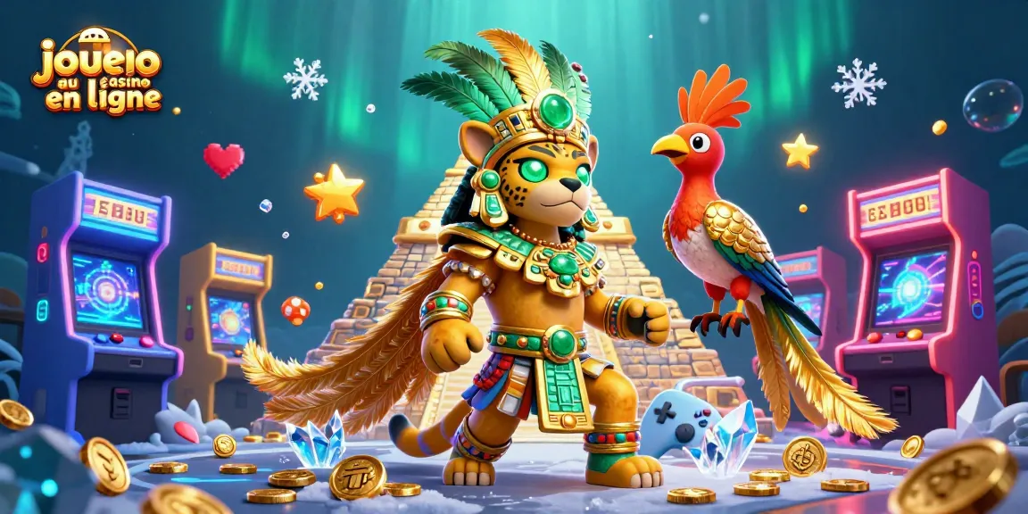 Jouez au casino en ligne avec l'illustration dynamique d'un prêtre jaguar et son compagnon oiseau.