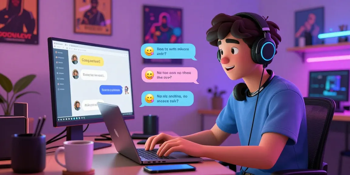 Engaging ai nsfw chat interaction with animated character in a colorful workspace.