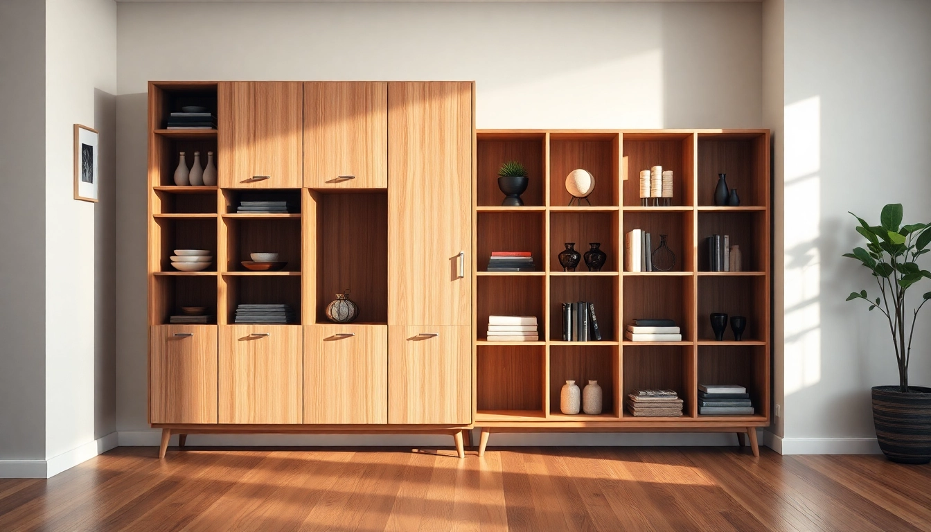 Stylish storage cabinet enhancing organization in a modern living room setup.