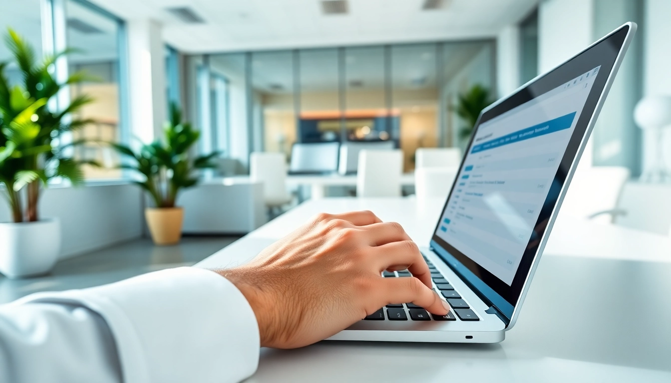 Finding verified emails from linkedin using an online tool in a professional office.
