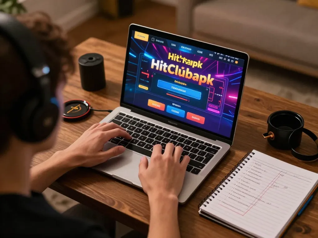 Engaging online gambling scene with hitclubapk interface on laptop, showcasing strategic gameplay.