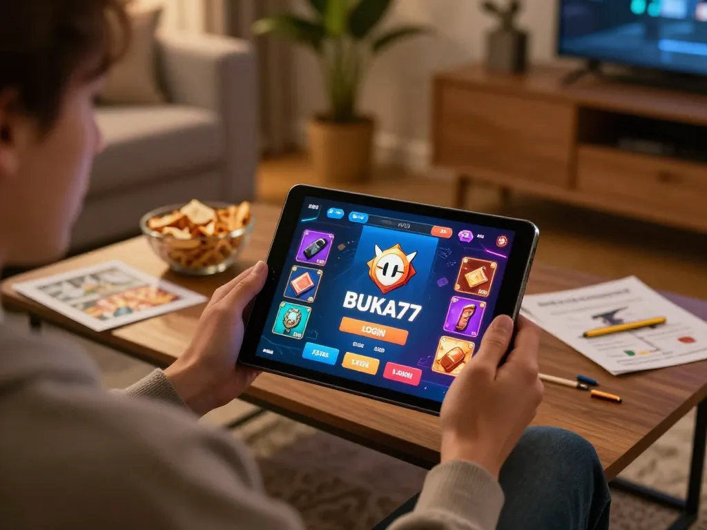 Experience BUKA77 LOGIN with engaging online gaming in a cozy home setup