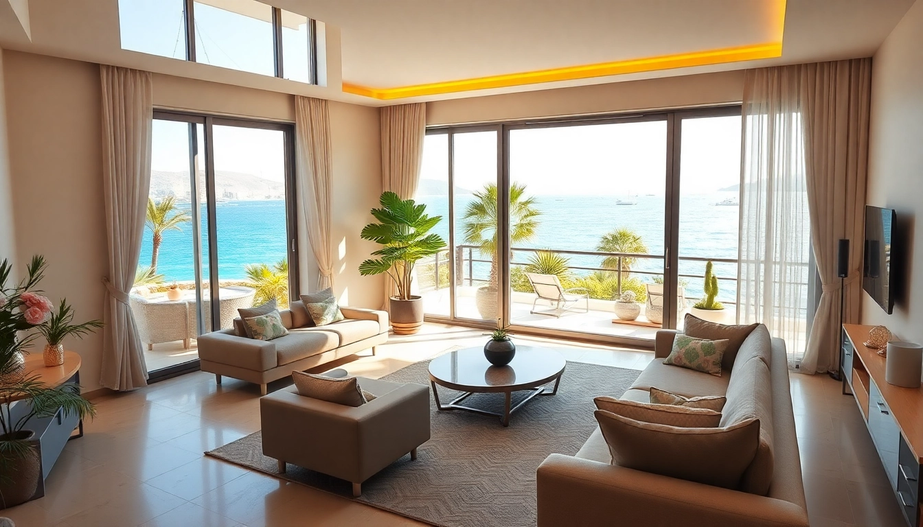 Luxurious apartment for sale in Alanya with stunning seaside views and modern furnishings.