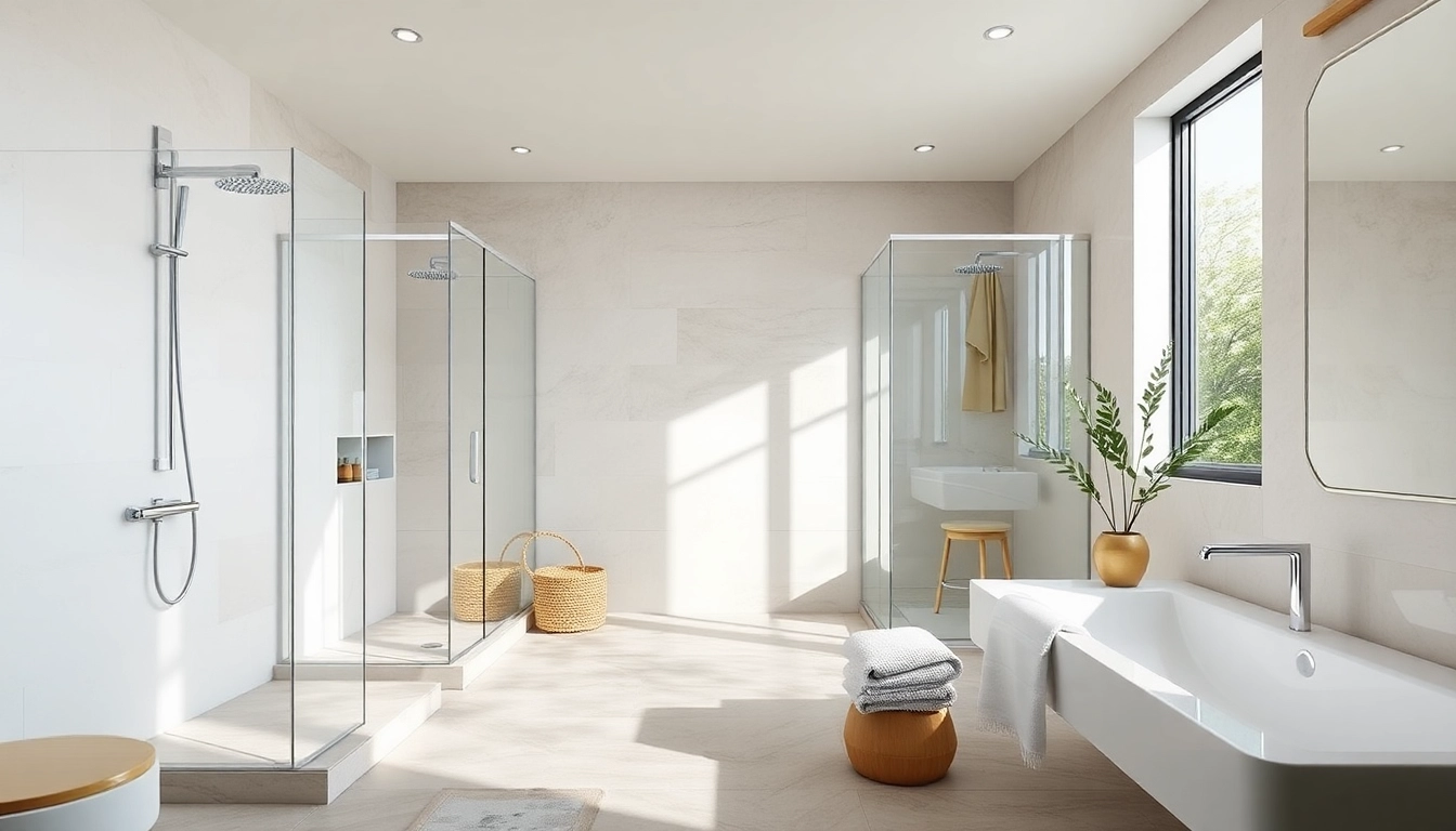 Experience elegant showers Australia with minimalist design and serene atmosphere in a luxurious bathroom.