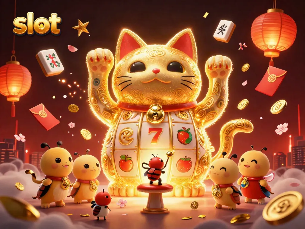 Menangkan slot dengan simbol keberuntungan dalam ilustrasi 3D penuh warna yang menarik.