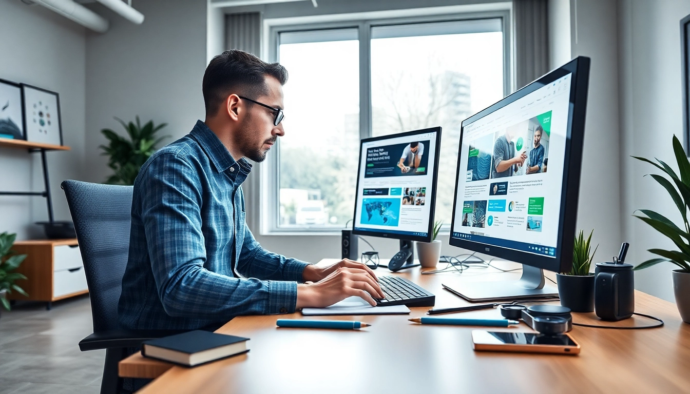 Marcel Hüsig erstellt ein modernes Webdesign in einem kreativen Büro.