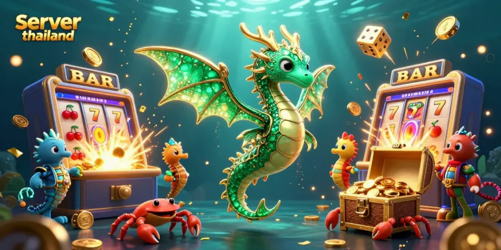 Experience thrilling gameplay with server thailand as a 3D cartoon sea dragon unleashes jackpot wins.