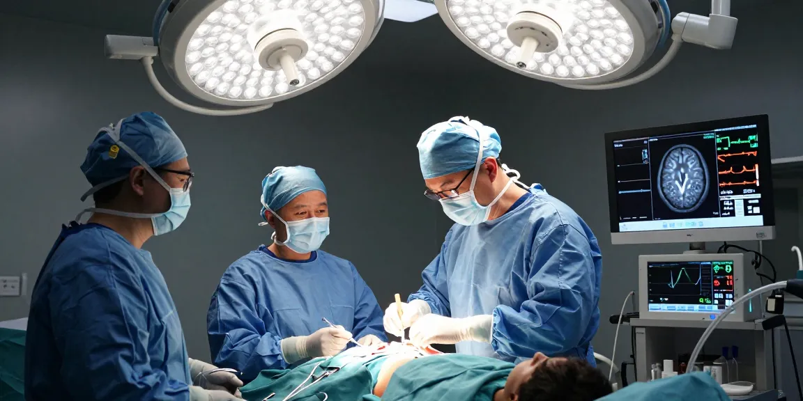 Boyun fıtığı ameliyatı surgery with neurosurgeon and team in a modern operating room