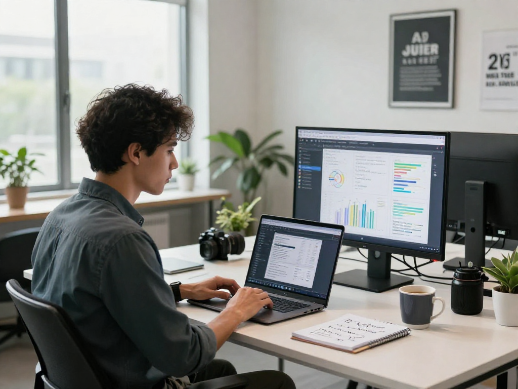 Focused entrepreneur exploring how to crush on ai in a modern office setting