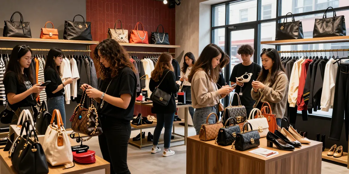 Engaging shopping experience at a 레플리카 쇼핑몰 with diverse customers exploring trendy fashion items.