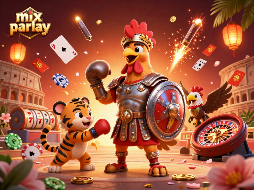 Engage in thrilling mix parlay action with a vibrant 3D casino scene full of excitement.