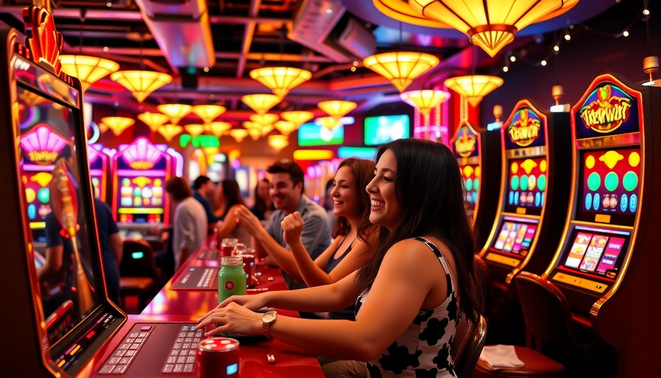 Permainan interwin slot yang menarik dengan antusiasme pemain di kasino.