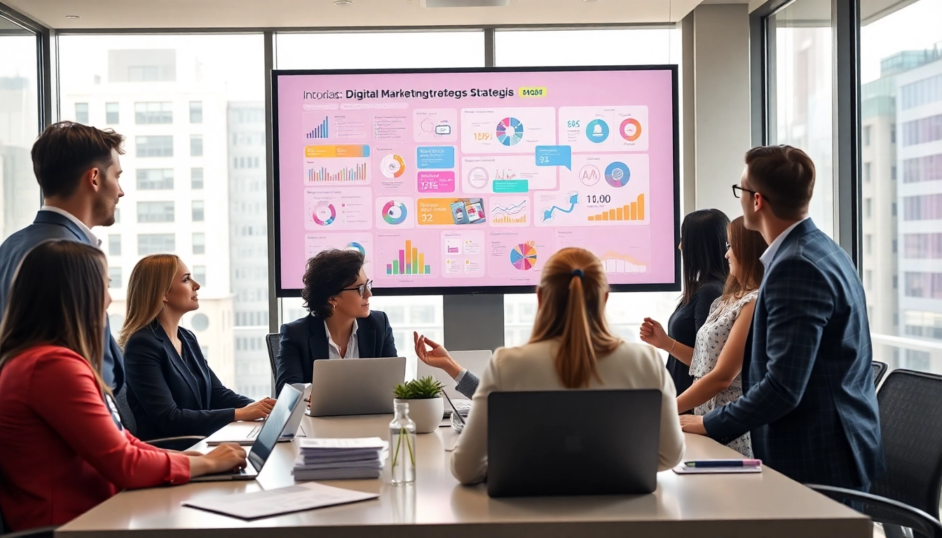 Engage with online marketing edmonton strategies through a dynamic team collaboration in a modern office.