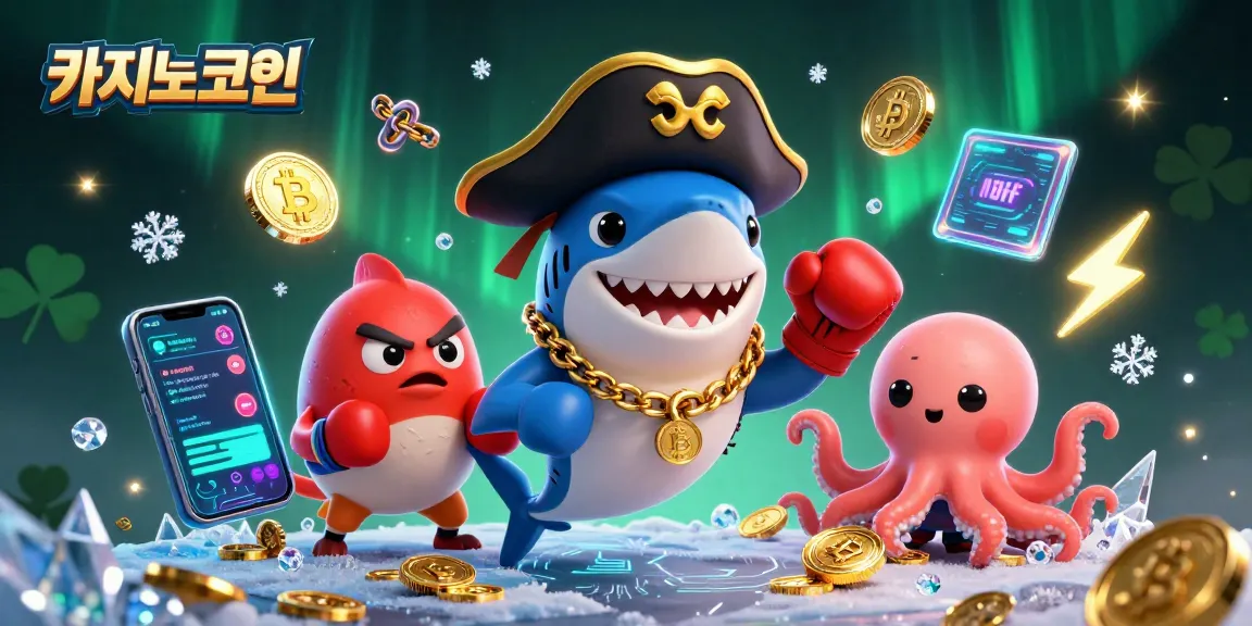 카지노코인으로 즐길 수 있는 다양한 게임을 상징하는 캐릭터가 등장하는 재미있는 일러스트