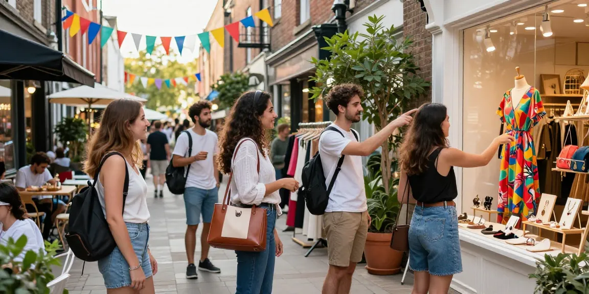 Vibrant urban shopping scene showcasing diverse friends exploring local boutiques, enhancing community engagement at https://forumup.org/shop/search.php?ca_id=&addr1=&addr2=&addr3=&schKeyword=.