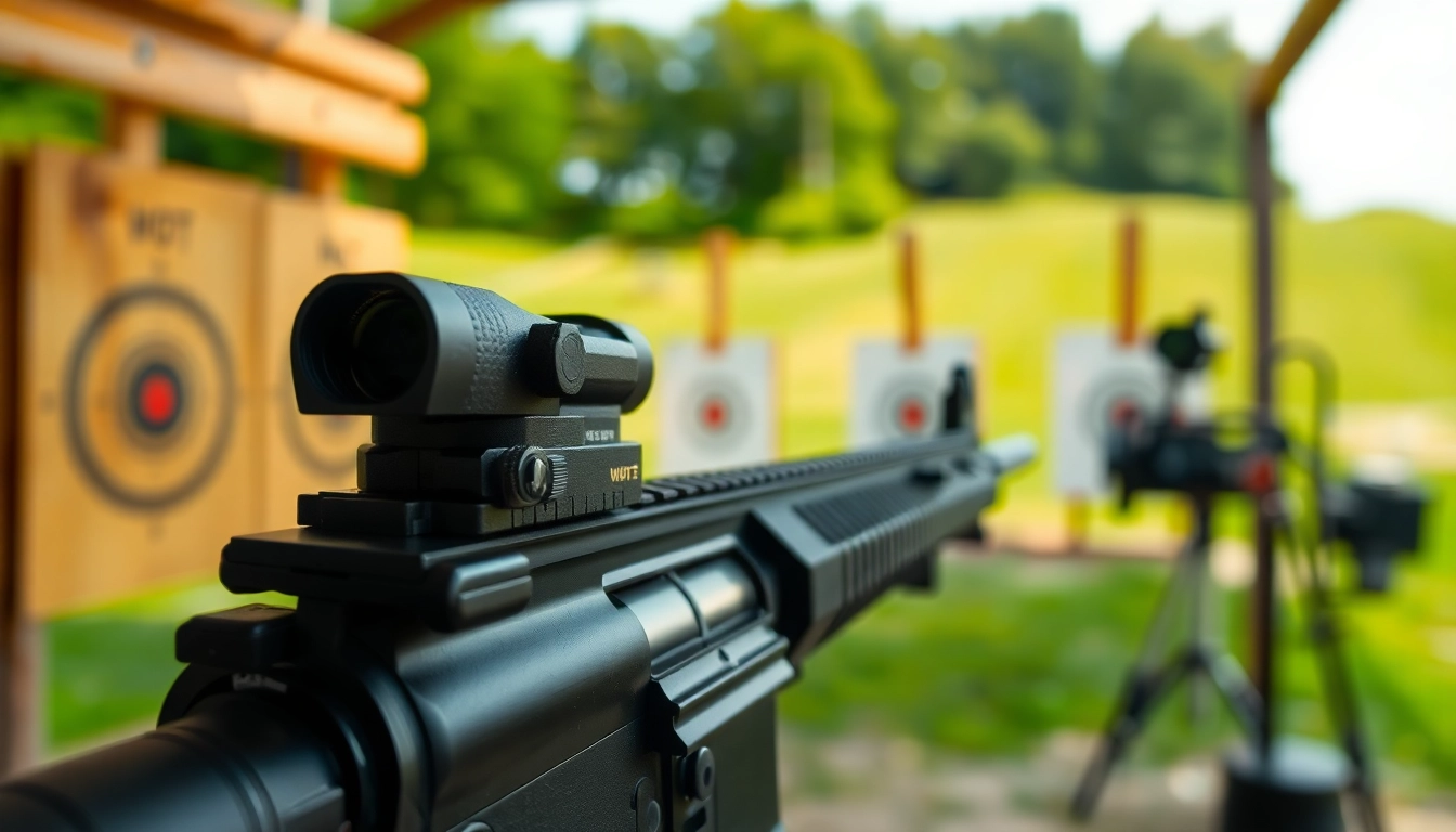 Highlighting the wot trigger ar15 in a close-up shot amidst a shooting range backdrop.