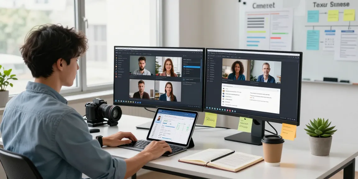 Content moderation workspace featuring an AI image detector in action, showcasing analytics on dual screens.