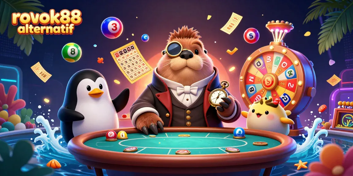Play exciting casino games with rokok88 alternatif featuring a poker scene with fun characters.