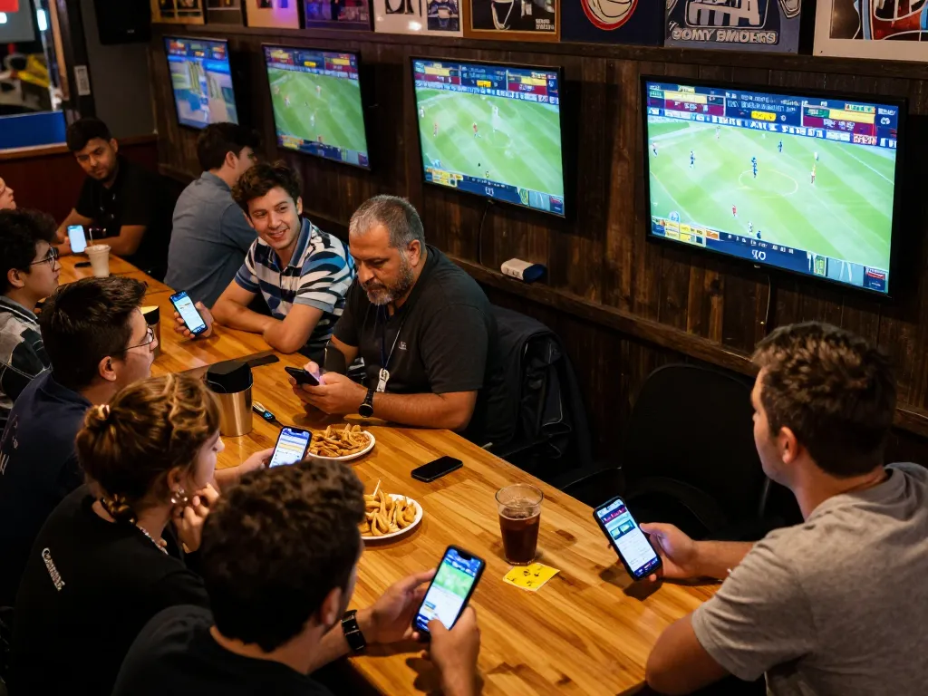 Siti scommesse stranieri seen in action during a vibrant sports betting event with patrons engaged and cheering.