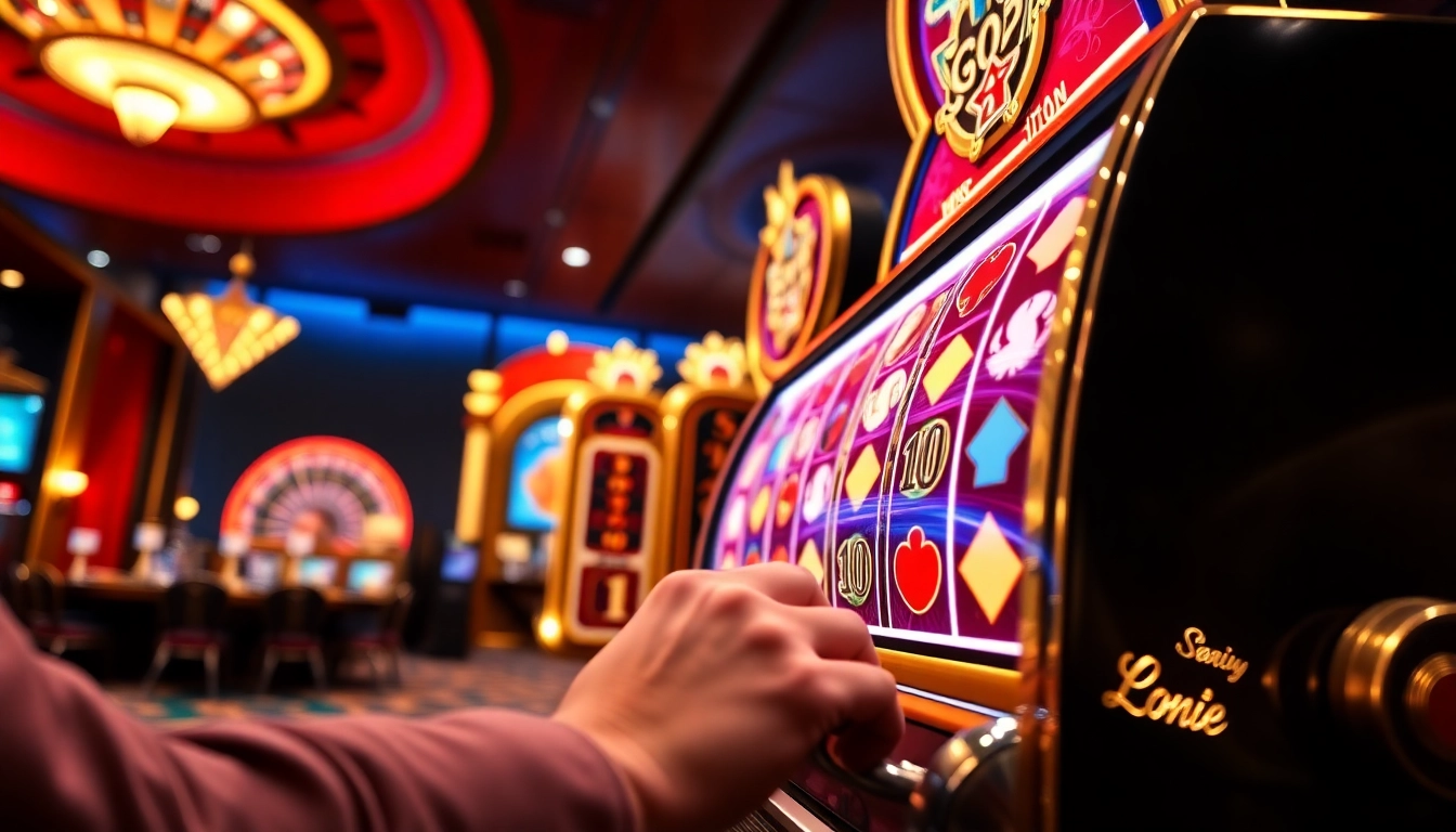 Engaged players spinning the slot demo scatter hitam machine in a vibrant casino environment.