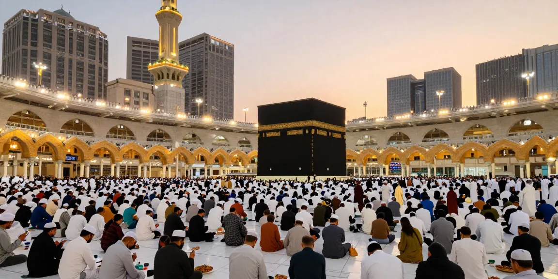 "Experience Umrah Itikaf at the iconic Masjid Al-Haram, where pilgrims gather for a unique Ramadan journey."