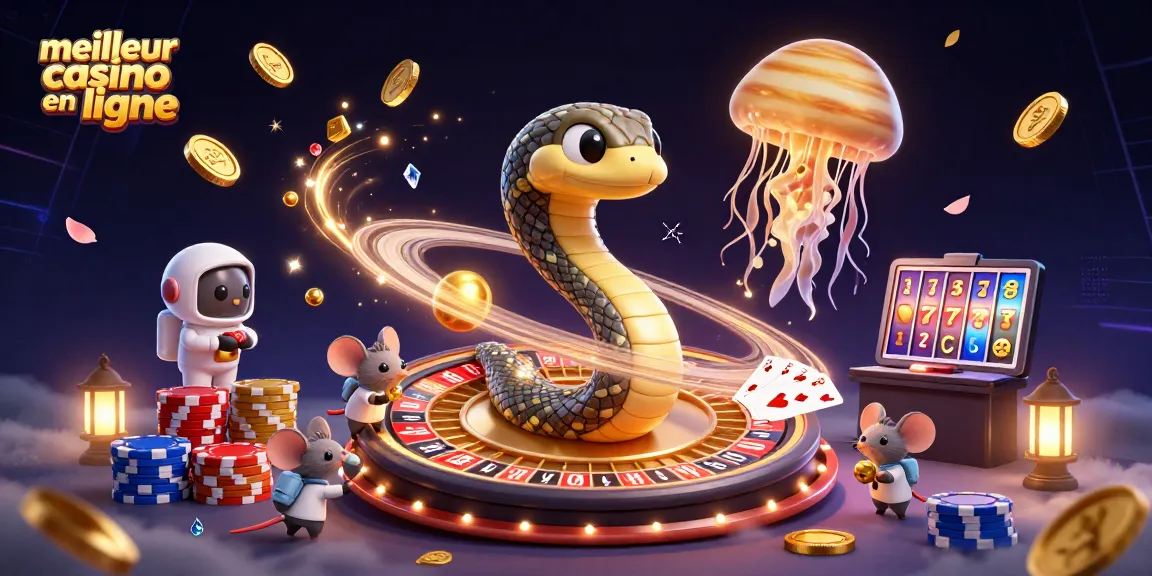 Visualisez le meilleur casino en ligne dans une scène animée, avec des personnages jouant sur des roulettes et des machines à sous.