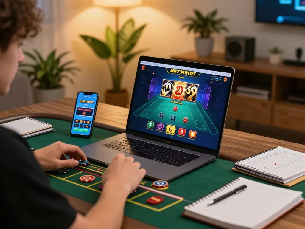 Engaging online gameplay with สล็อตวอเลท app on laptop, showcasing strategic casino gaming.