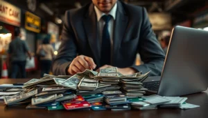 카드깡과 현금을 통해 거래하는 장면을 보여주는 이미지.