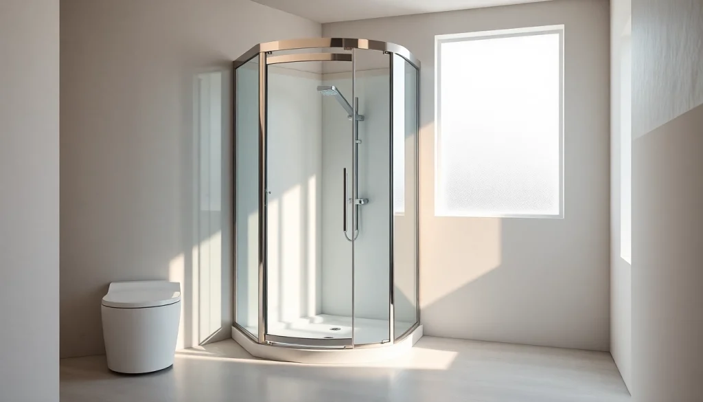 Entdecken Sie die elegante sonni Duschkabine in einem modernen Badezimmer mit Glasdesign.