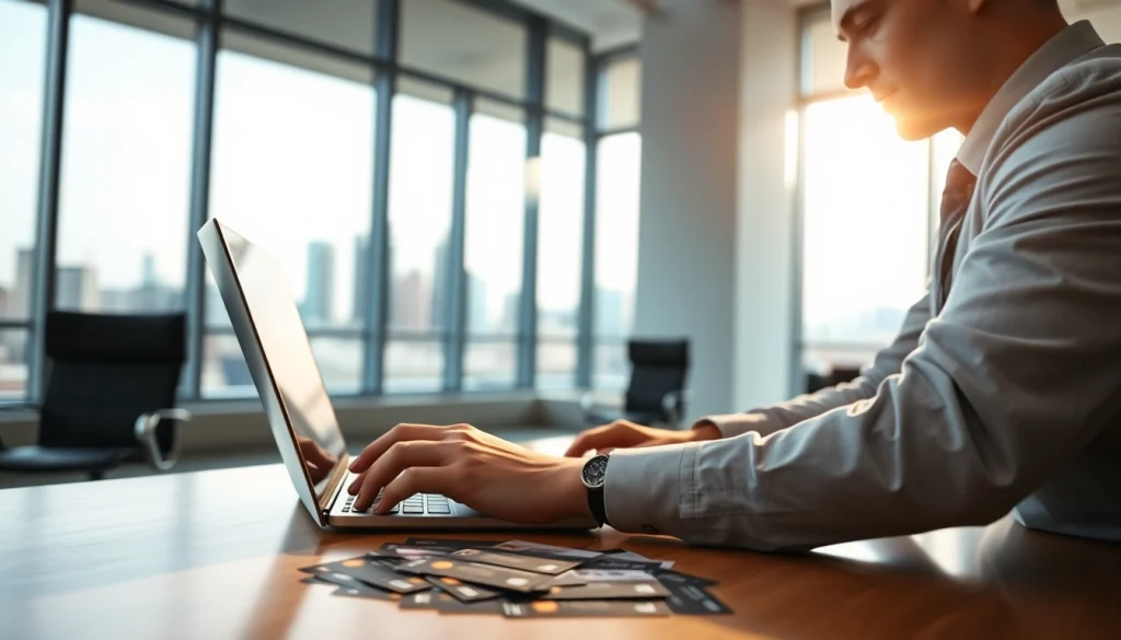 카드 현금화에 대한 전문가가 사무실에서 신뢰감 있게 작업하는 모습