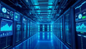 Experience the best cloud mining in a futuristic data center showcasing advanced mining equipment.