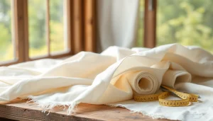 Katoen rollen op een tafel, belicht door natuurlijk licht met zachte texturen.