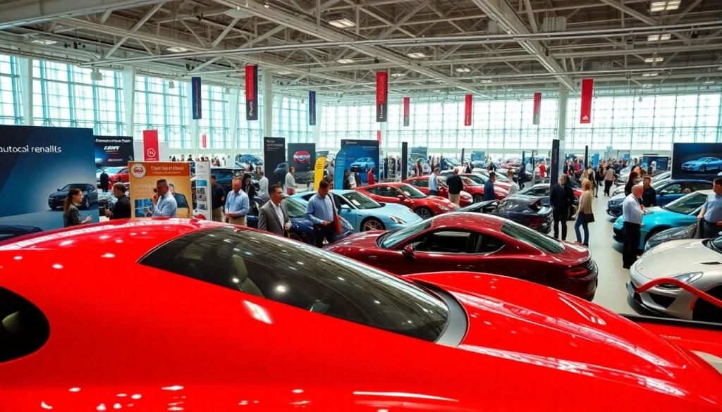 Admire the impressive auto cars show featuring sleek vehicles and enthusiastic attendees.