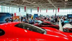 Admire the impressive auto cars show featuring sleek vehicles and enthusiastic attendees.