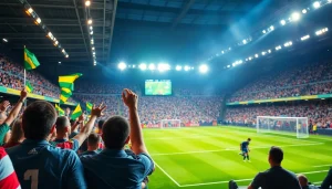 축구중계 실시간으로 생중계되는 열광적인 축구 경기를 보여주는 장면