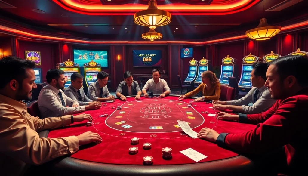 Players enjoying a thrilling poker game at a casino showcasing the essence of UU 88.