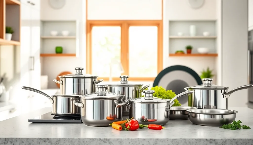 high-quality stainless steel and non-stick cookware for induction NZ showcased in a modern kitchen setting